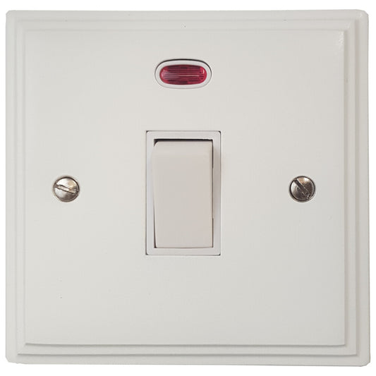Victorian Flat White 20A Dp Switch + Neon