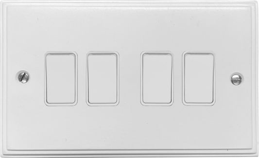 Victorian Flat White 4 Gang Switch