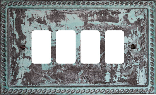 Georgian Verdigris 4 Gang Grid Plate