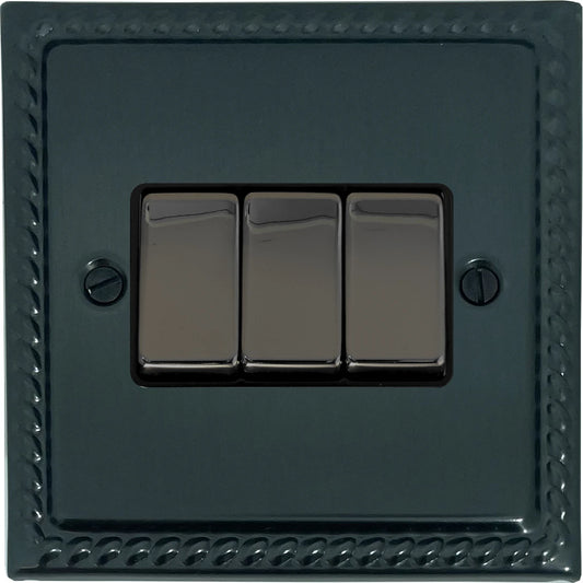 Georgian Black Bronze 3 Gang Switch (Black Nickel Switches) - Georgian range electrical switch
