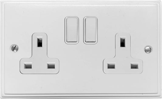 Victorian  Flat White  2 Gang Socket