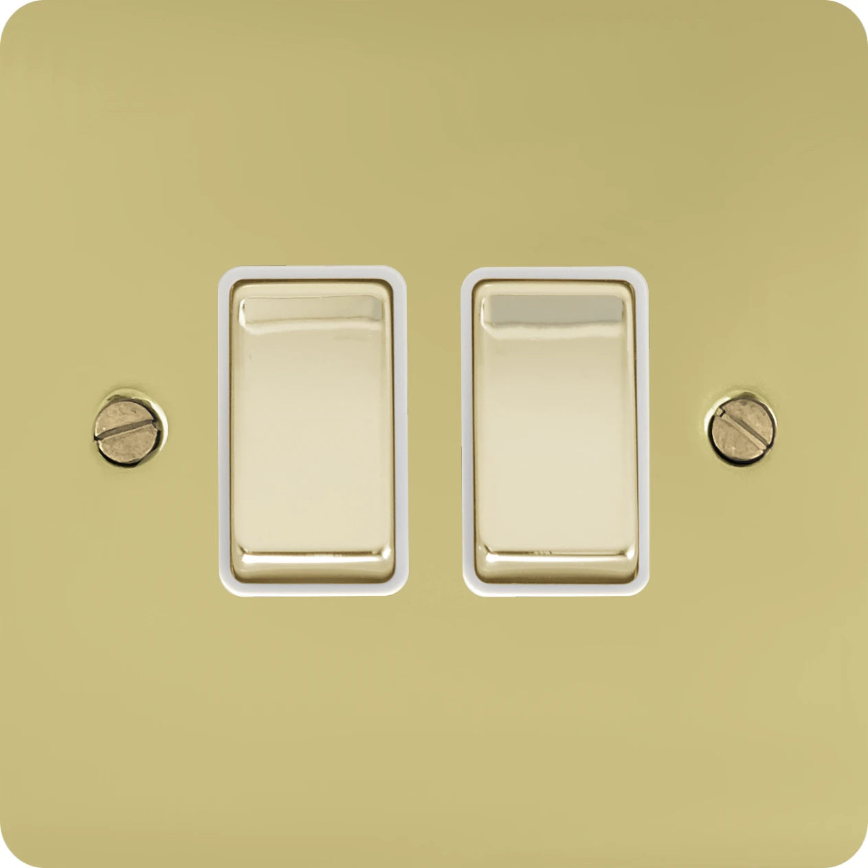 Flat Polished Brass 2 Gang Switch