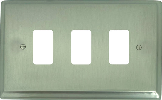 Deco Satin Nickel 3 Gang Grid Plate