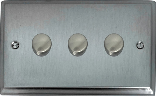 Deco Satin Chrome 3 Gang LED Dimmer