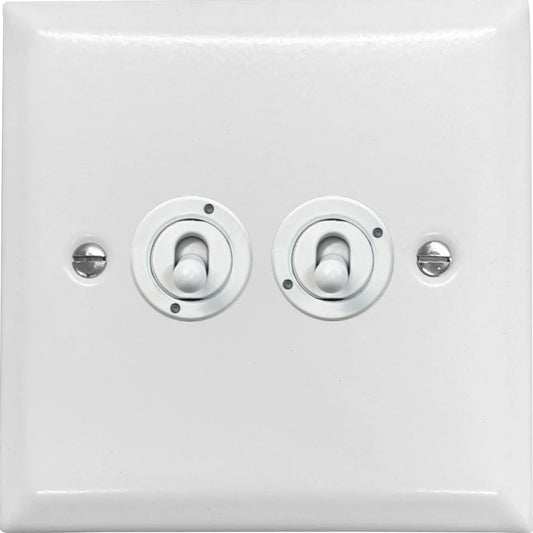 Spectrum Flat White 2 Gang Toggle (White Toggle)