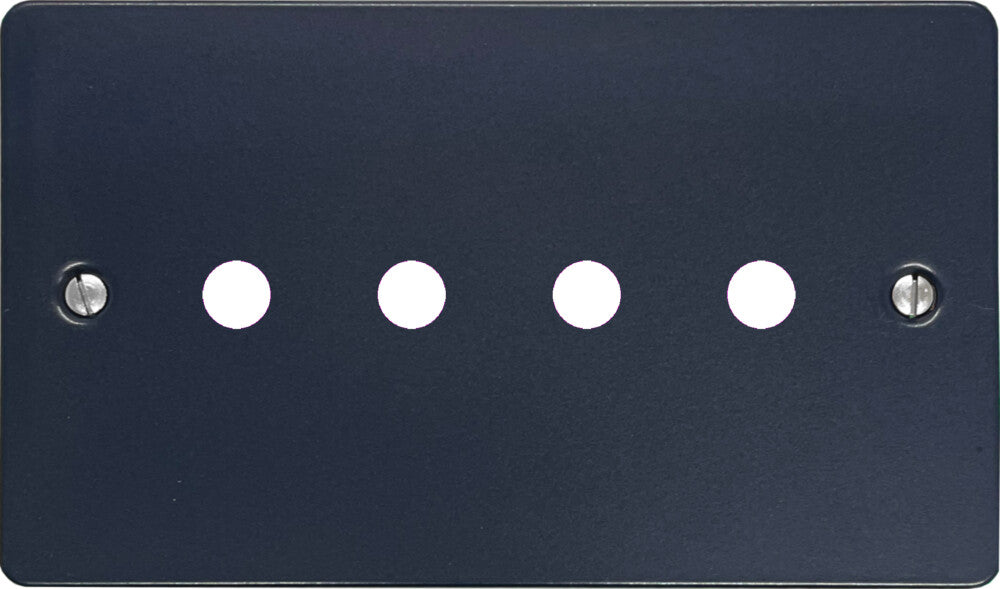 Flat Blue 4 Gang Grid Toggle Plate