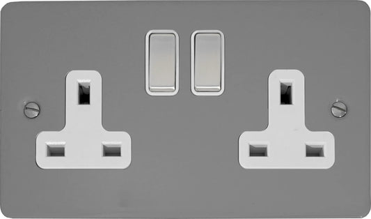 Flat  Light Grey  2 Gang Socket