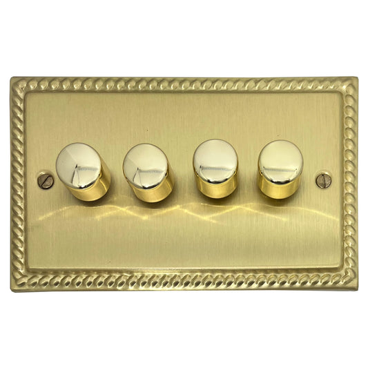 Monarch Satin Brass 4 Gang LED Dimmer