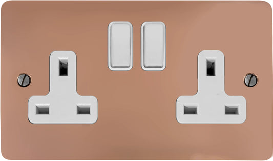 Flat Bright Copper 2 Gang Socket