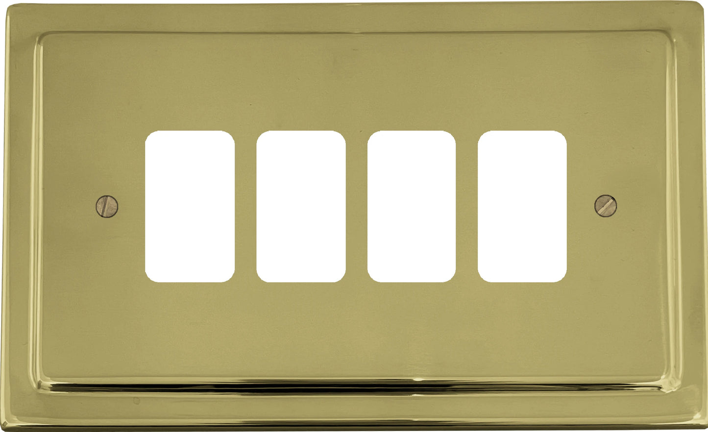 Victorian Polished Brass 4 Gang Grid Plate