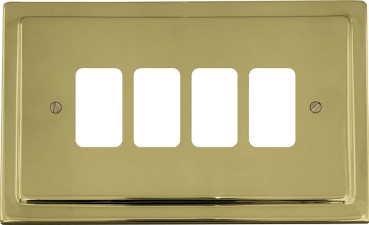 Victorian Polished Brass 4 Gang Grid Plate