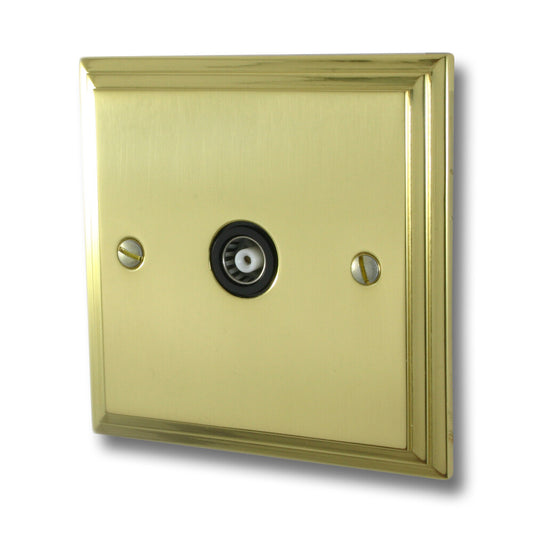 Victorian Polished Brass 1 Gang Coax Point