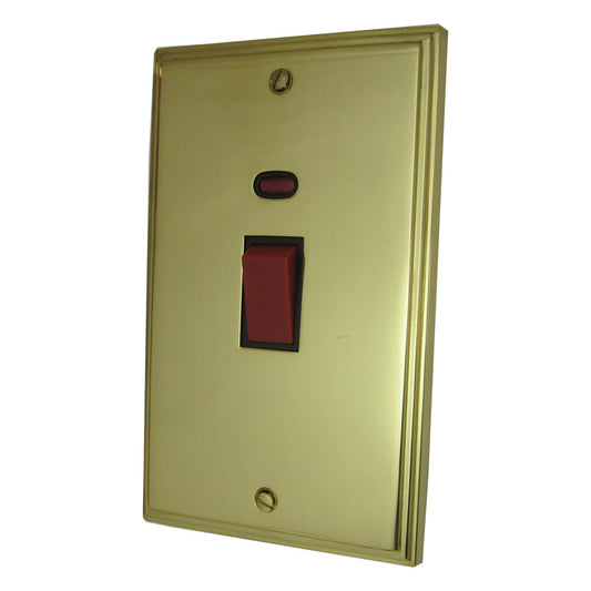 Victorian Polished Brass 45 Amp Dp Switch & Neon L/Plate