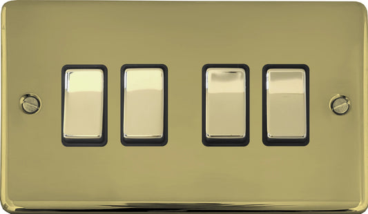 Contour Polished Brass 4 Gang 2 Way Switch