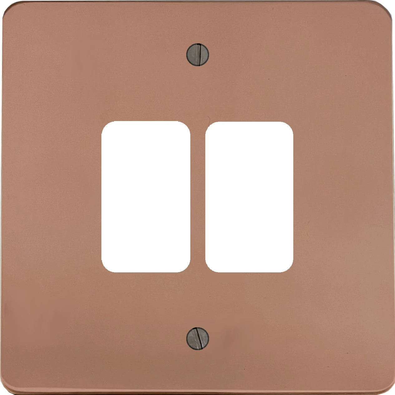 Flat Bright Copper 2 Gang Grid Plate