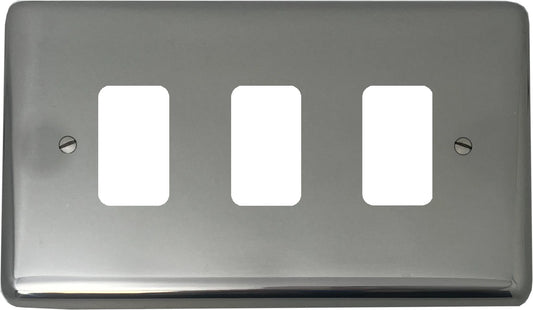 Contour Polished Steel 3 Gang Grid Plate