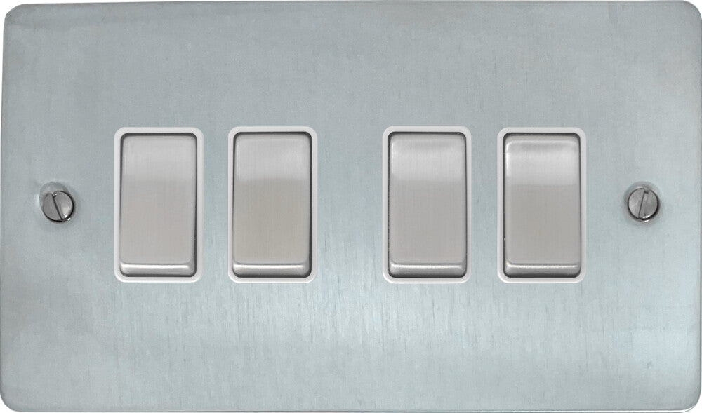 Flat Satin Chrome 4 Gang 2 Way Switch