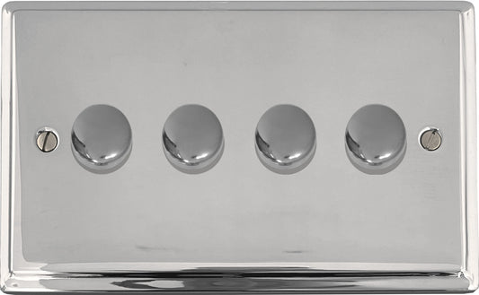Deco Polished Chrome 4 Gang 120W LED Dimmer