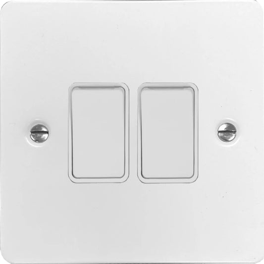 Flat White 2 Gang 2 Way Switch