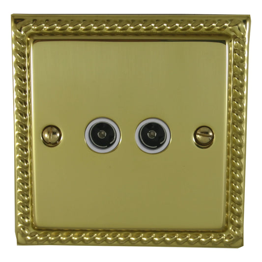 Georgian Polished Brass 2 Gang Coax Point