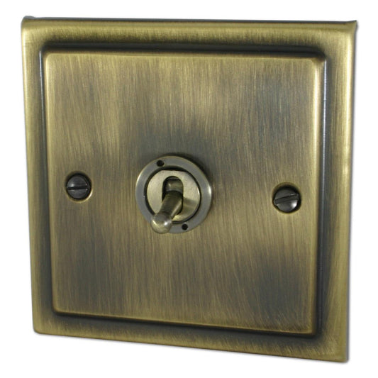 Trimline Antique Brass 1 Gang Toggle Switch - Trimline range electrical switch