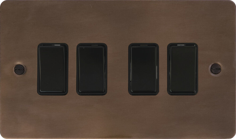 Flat Medium Bronze 4 Gang Switch