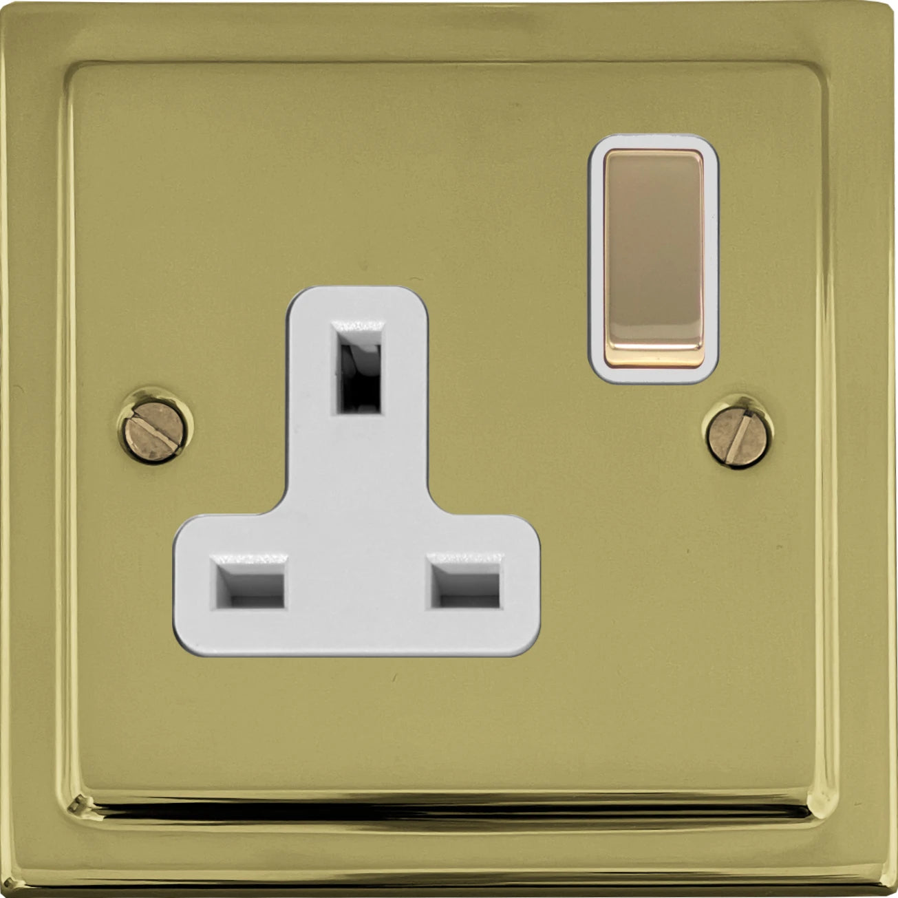 Victorian Polished Brass 1 Gang Switched Socket