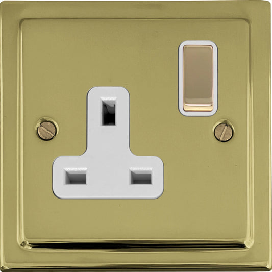 Victorian Polished Brass 1 Gang Switched Socket