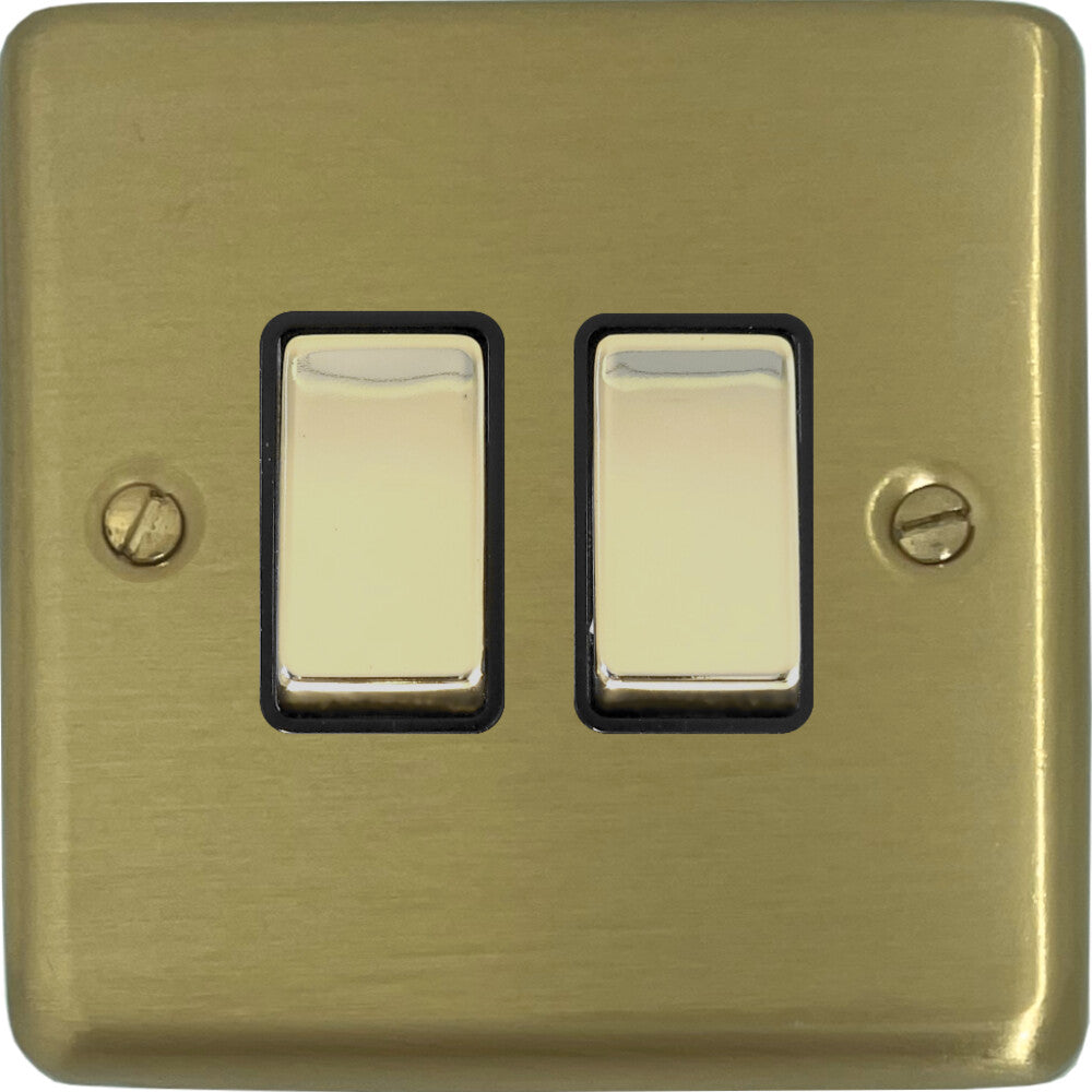 Contour Satin Brass 2 Gang Switch