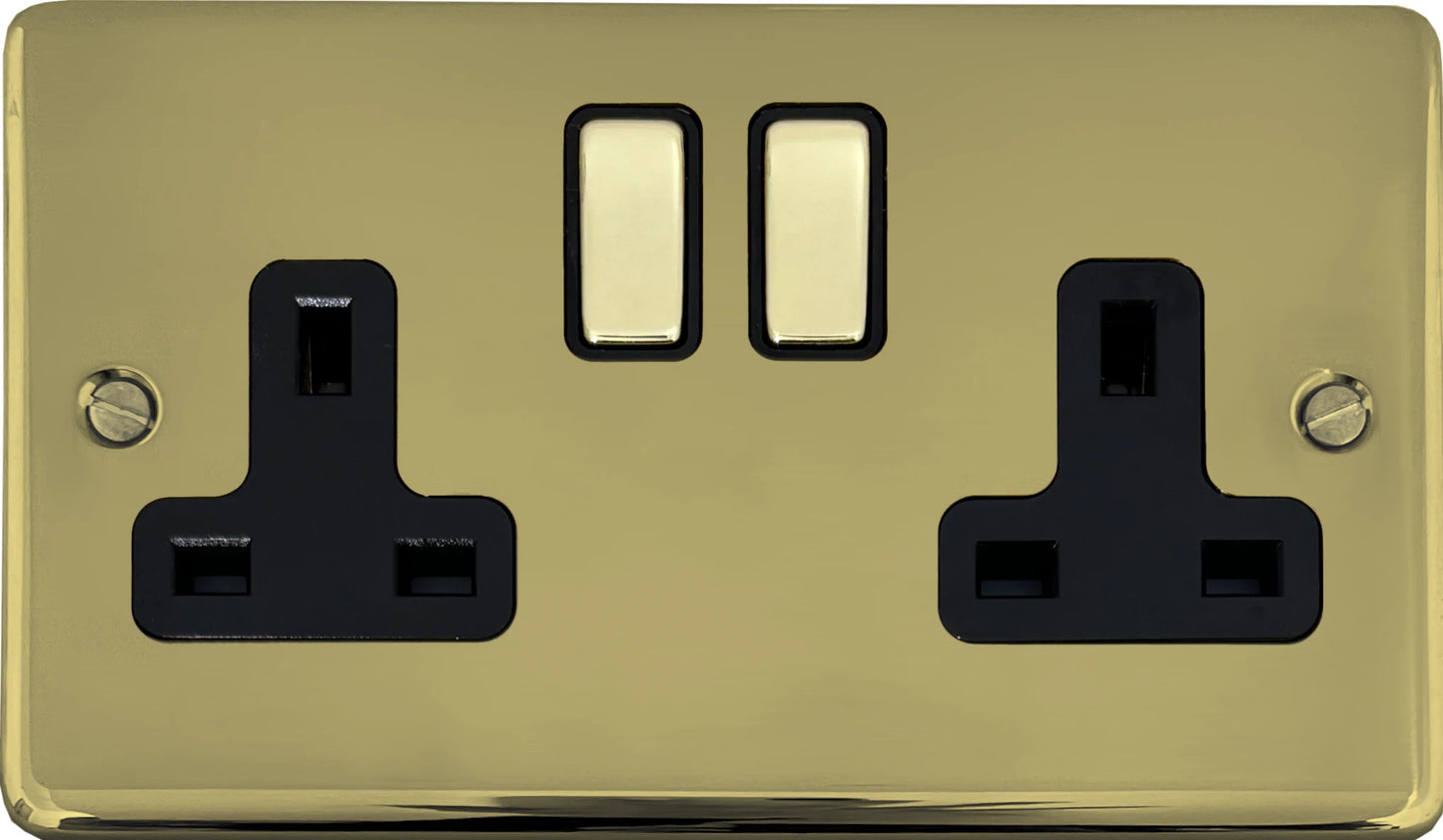 Contour  Unlacquered Brass  2 Gang Socket
