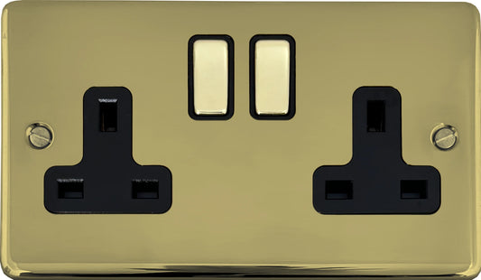 Contour  Unlacquered Brass  2 Gang Socket
