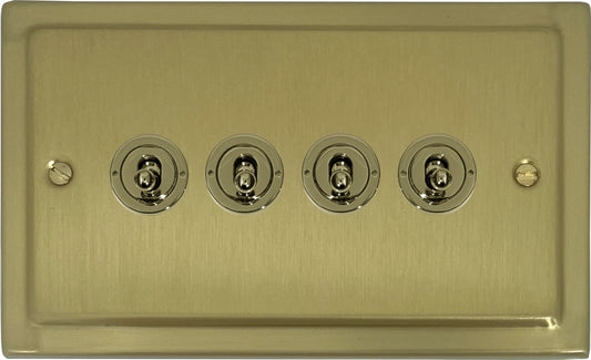 Victorian Satin Brass 4 Gang Toggle