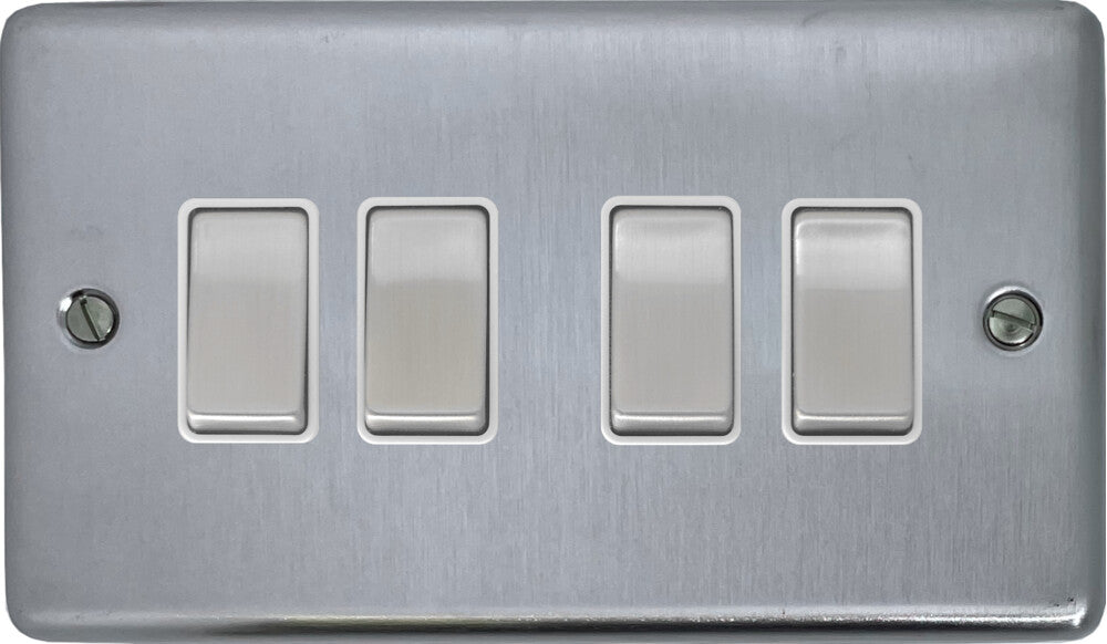 Contour Satin Chrome 4 Gang 2 Way Switch