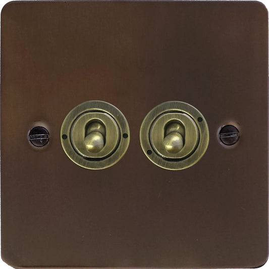 Flat Medium Bronze 2 Gang 2 Way Toggle