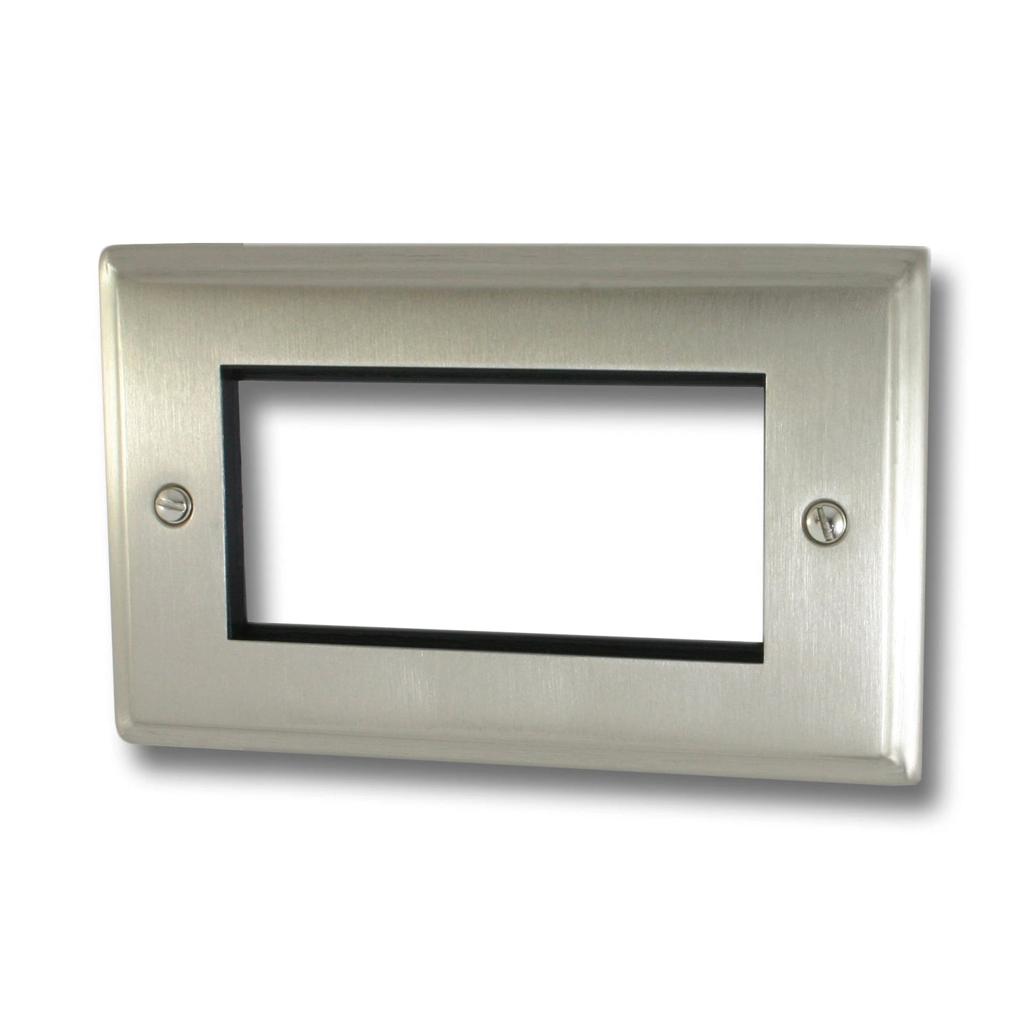 Deco Satin Nickel 2 Gang 4 Mod Data Plate