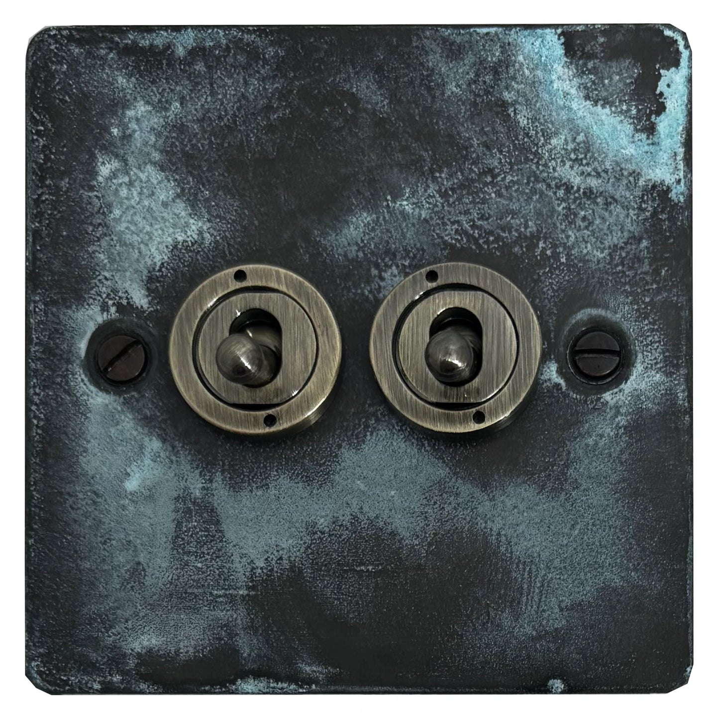 Flat Verdigris 2 Gang Toggle (Antique Brass Toggle)
