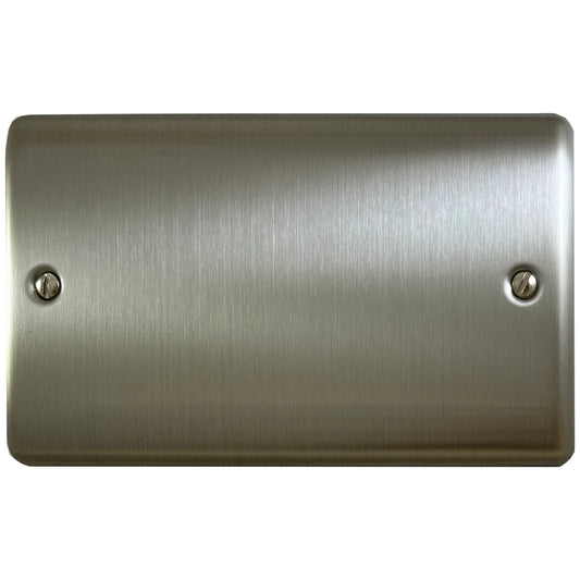 Basics Brushed Steel 2 Gang Blank Plate
