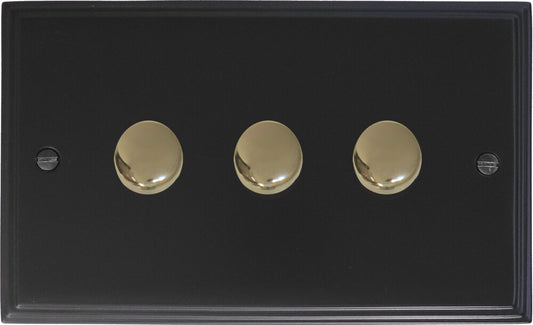 Victorian Flat Black 3 Gang LED Dimmer
