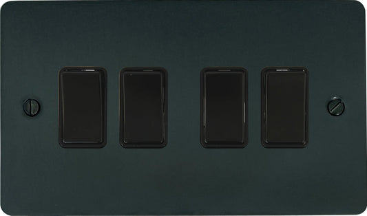 Flat Black Bronze 4 Gang Switch