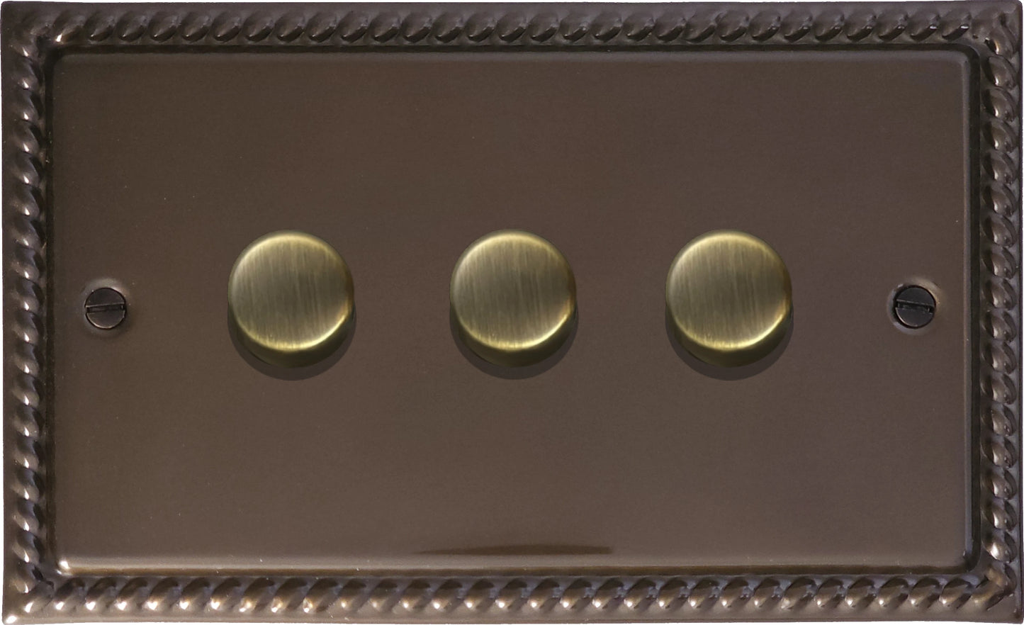 Georgian Medium Bronze 3 Gang LED Dimmer