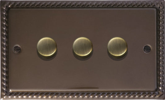 Georgian Medium Bronze 3 Gang LED Dimmer