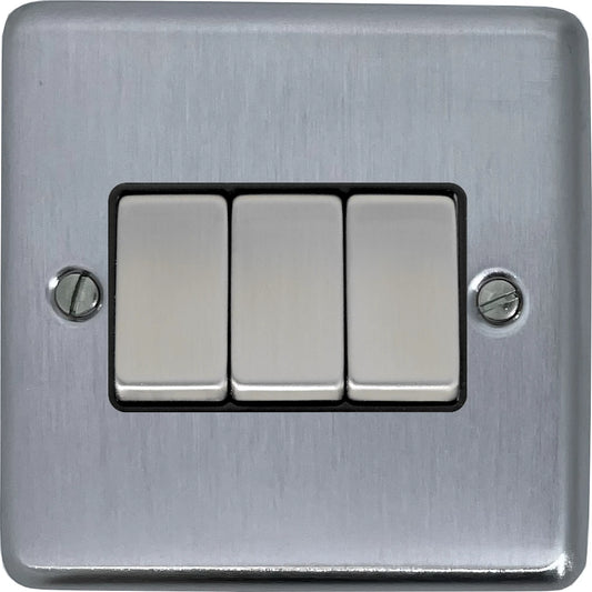 Contour Satin Chrome 3 Gang 2 Way Switch