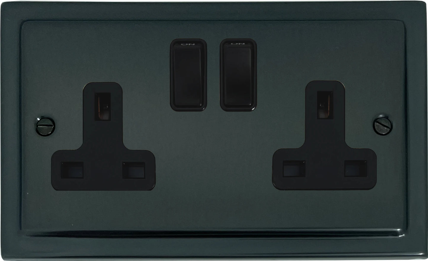 Victorian  Black Bronze  2 Gang Socket