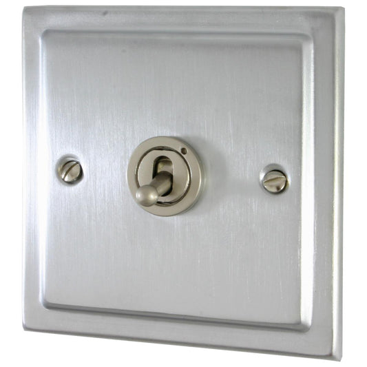 Victorian Satin Chrome 1 Gang Grid Toggle Plate (Plate Only)