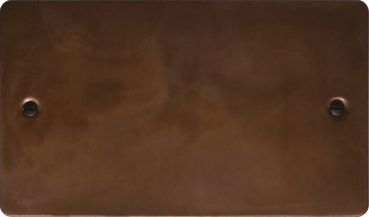 Flat Tarnished Copper 2 Gang Blank Plate