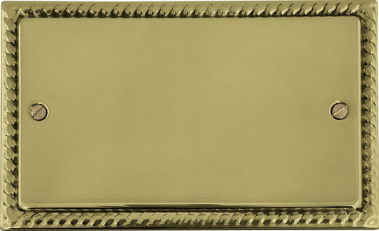 Georgian Polished Brass 2 Gang Blank