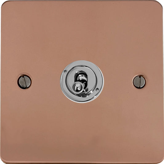 Flat Bright Copper Intermediate Toggle Switch (Polished Chrome Toggle)