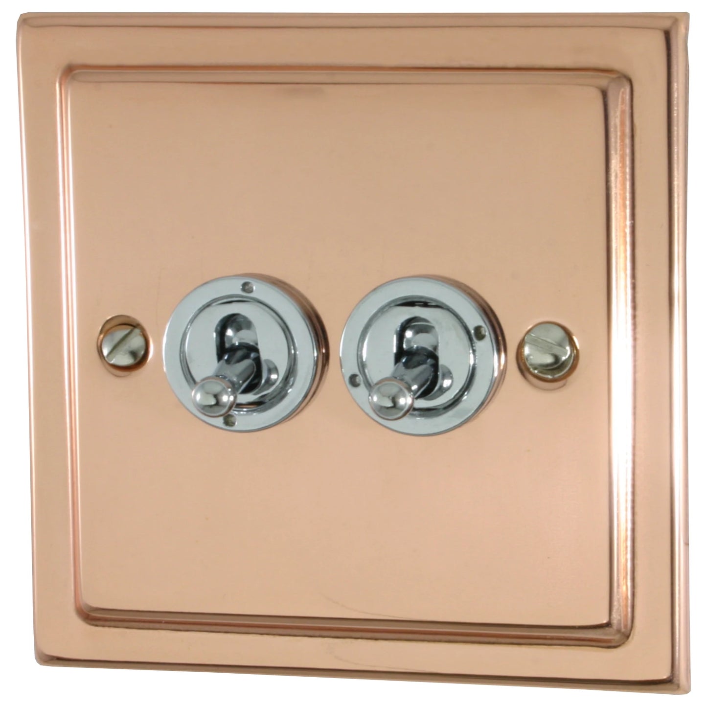 Victorian Polished Copper 2 Gang Grid Toggle Plate (Plate Only)