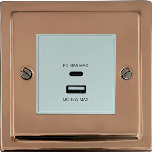Trimline Polished Copper 45W Quick Charge USB Module