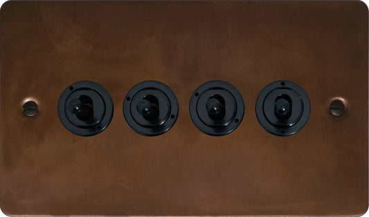 Flat Tarnished Copper 4 Gang Toggle (Flat Black Toggle)